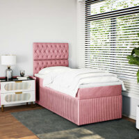 vidaXL Boxspringbett mit Matratze Rosa 100x200 cm Samt