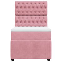 vidaXL Boxspringbett mit Matratze Rosa 100x200 cm Samt