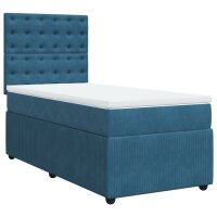 vidaXL Boxspringbett mit Matratze Blau 100x200 cm Samt