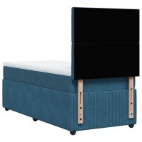 vidaXL Boxspringbett mit Matratze Blau 100x200 cm Samt