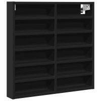 vidaXL Vitrinenschrank Schwarz 60x8,5x58 cm Holzwerkstoff