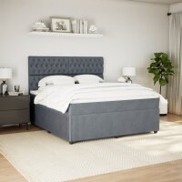 vidaXL Boxspringbett mit Matratze Dunkelgrau 180x200 cm Samt