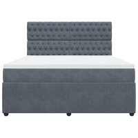 vidaXL Boxspringbett mit Matratze Dunkelgrau 180x200 cm Samt