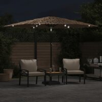 vidaXL Sonnenschirm mit LED und Stahlmast Braun 288x288x225 cm