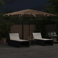 vidaXL Sonnenschirm mit LED und Stahlmast Braun 388x388x248 cm