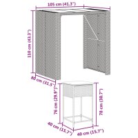 vidaXL 5-tlg. Gartenbar-Set mit Kissen Grau Poly Rattan