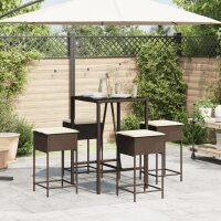 vidaXL 5-tlg. Gartenbar-Set mit Kissen Braun Poly Rattan