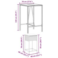 vidaXL 5-tlg. Gartenbar-Set mit Kissen Braun Poly Rattan