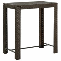 vidaXL 5-tlg. Gartenbar-Set mit Kissen Braun Poly Rattan