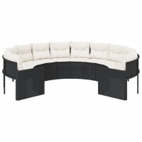 vidaXL Gartensofa mit Kissen Rund Schwarz Poly-Rattan