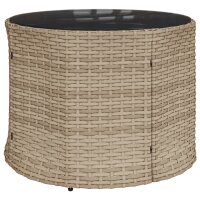 vidaXL Gartensofa mit Tisch und Kissen Rund Beige Poly-Rattan