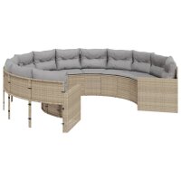 vidaXL Gartensofa mit Kissen Rund Beige Poly-Rattan