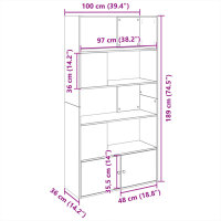 vidaXL B&uuml;cherregal Grau Sonoma 100x36x189 cm Holzwerkstoff