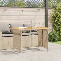 vidaXL Gartentisch mit Holzplatte Beige 110x68x70 cm Poly Rattan