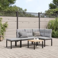 vidaXL Gartenbank-Set 4-tlg. Schwarz Pulverbeschichteter Stahl