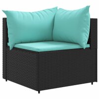 vidaXL 4-tlg. Garten-Lounge-Set mit Kissen Schwarz Poly Rattan