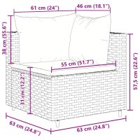 vidaXL 4-tlg. Garten-Lounge-Set mit Kissen Schwarz Poly Rattan