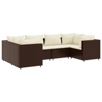 vidaXL 6-tlg. Garten-Lounge-Set mit Kissen Braun Poly Rattan