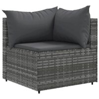 vidaXL 4-tlg. Garten-Lounge-Set mit Kissen Grau Poly Rattan