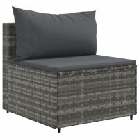 vidaXL 4-tlg. Garten-Lounge-Set mit Kissen Grau Poly Rattan