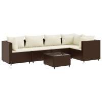 vidaXL 6-tlg. Garten-Lounge-Set mit Kissen Braun Poly Rattan