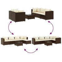 vidaXL 6-tlg. Garten-Lounge-Set mit Kissen Braun Poly Rattan