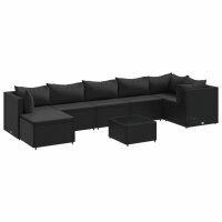 vidaXL 8-tlg. Garten-Lounge-Set mit Kissen Schwarz Poly Rattan