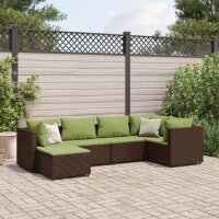 vidaXL 6-tlg. Garten-Lounge-Set mit Kissen Braun Poly Rattan