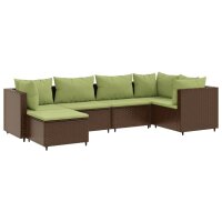 vidaXL 6-tlg. Garten-Lounge-Set mit Kissen Braun Poly Rattan