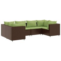 vidaXL 6-tlg. Garten-Lounge-Set mit Kissen Braun Poly Rattan