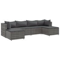 vidaXL 6-tlg. Garten-Lounge-Set mit Kissen Grau Poly Rattan