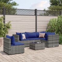 vidaXL 6-tlg. Garten-Lounge-Set mit Kissen Grau Poly Rattan