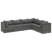 vidaXL 6-tlg. Garten-Lounge-Set mit Kissen Grau Poly Rattan