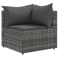 vidaXL 9-tlg. Garten-Lounge-Set mit Kissen Grau Poly Rattan