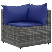 vidaXL 5-tlg. Garten-Lounge-Set mit Kissen Grau Poly Rattan