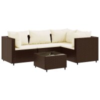 vidaXL 5-tlg. Garten-Lounge-Set mit Kissen Braun Poly Rattan