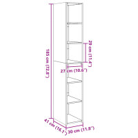 vidaXL Highboard Betongrau 30x41x185 cm Holzwerkstoff