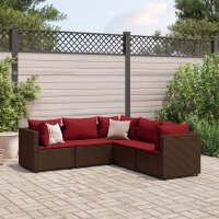 vidaXL 5-tlg. Garten-Lounge-Set mit Kissen Braun Poly Rattan