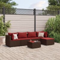 vidaXL 6-tlg. Garten-Lounge-Set mit Kissen Braun Poly Rattan