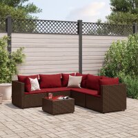 vidaXL 6-tlg. Garten-Lounge-Set mit Kissen Braun Poly Rattan