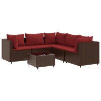 vidaXL 6-tlg. Garten-Lounge-Set mit Kissen Braun Poly Rattan