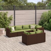 vidaXL 7-tlg. Garten-Lounge-Set mit Kissen Braun Poly Rattan