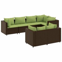 vidaXL 7-tlg. Garten-Lounge-Set mit Kissen Braun Poly Rattan