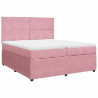 vidaXL Boxspringbett mit Matratze Rosa 200x200 cm Samt