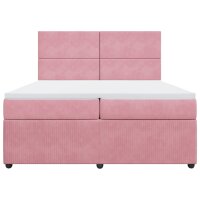 vidaXL Boxspringbett mit Matratze Rosa 200x200 cm Samt