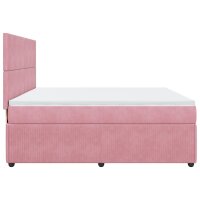 vidaXL Boxspringbett mit Matratze Rosa 200x200 cm Samt