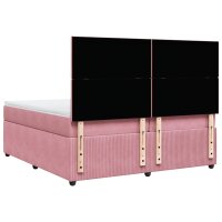 vidaXL Boxspringbett mit Matratze Rosa 200x200 cm Samt