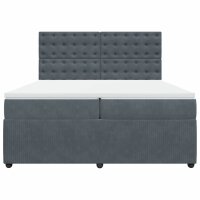 vidaXL Boxspringbett mit Matratze Dunkelgrau 200x200 cm Samt