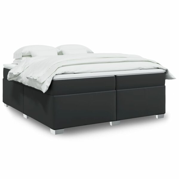 vidaXL Boxspringbett mit Matratze Schwarz 200x200 cm Kunstleder