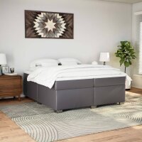 vidaXL Boxspringbett mit Matratze Grau 200x200 cm Kunstleder